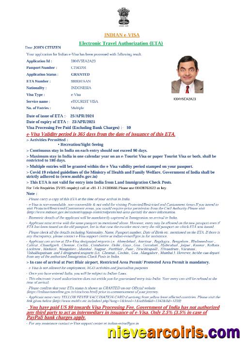 India e-visa, version 4